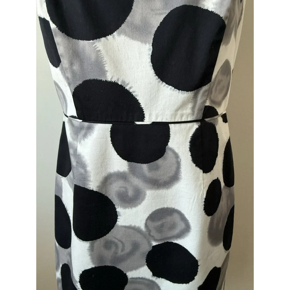 Ann Taylor Women's 4 Polka Dot Bold Mod Sleeveless Sheath Dress Black White NWOT - Picture 3 of 13